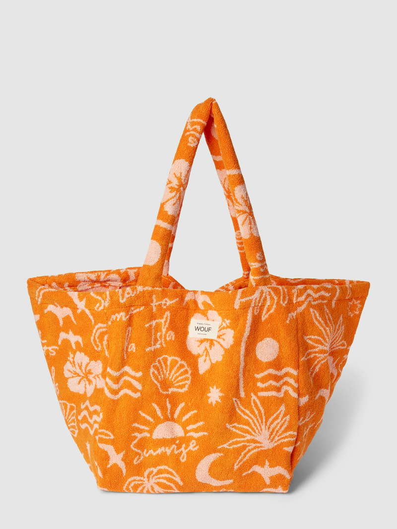 Shopper mit Allover-Muster Modell 'Ibiza' in orange
