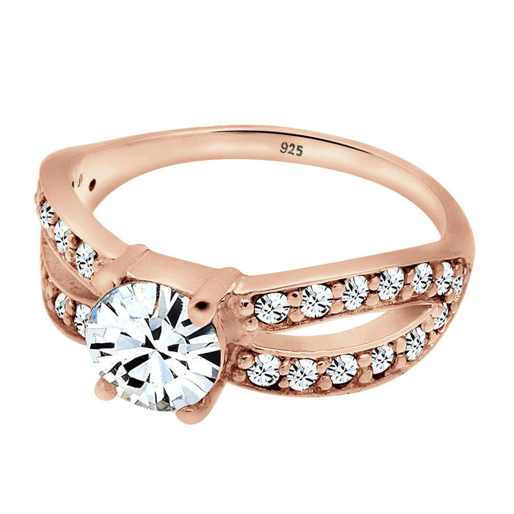 Elli Elli Bague Femmes Solitaire Glamoureux avec cristal en argent sterling 925 Bague