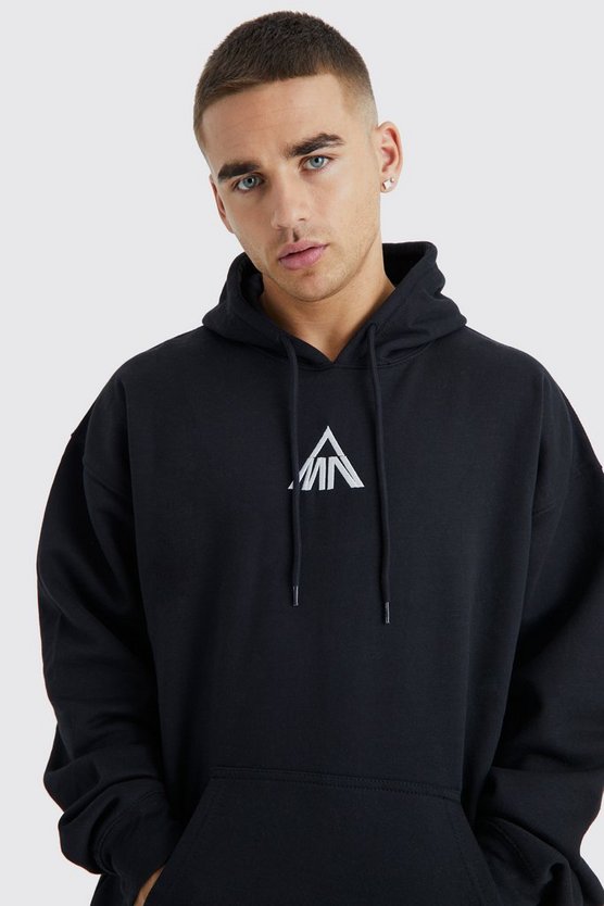 Oversize Man Hoodie mit Stickerei
