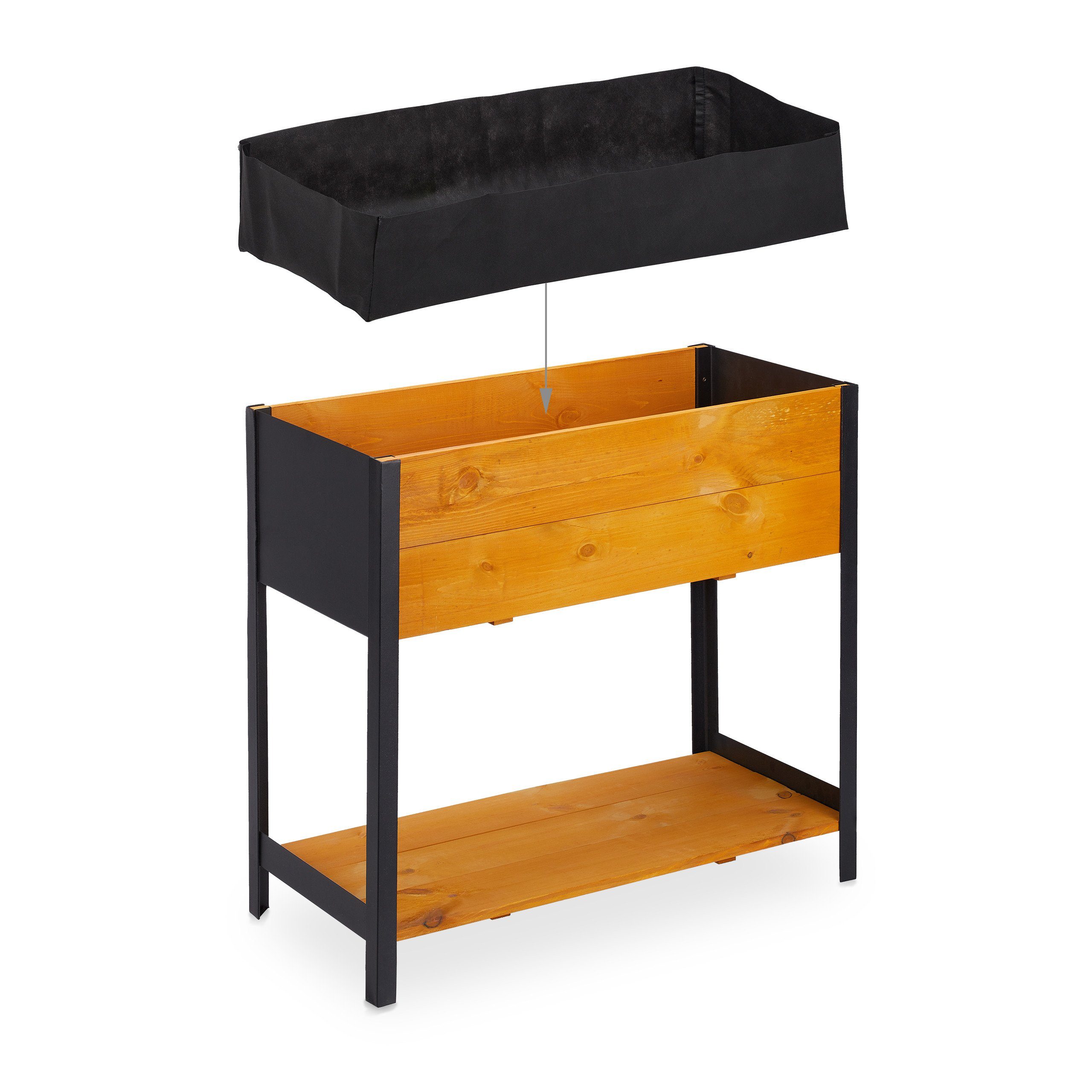relaxdays Hochbeet Hochbeet aus Metall und Holz
