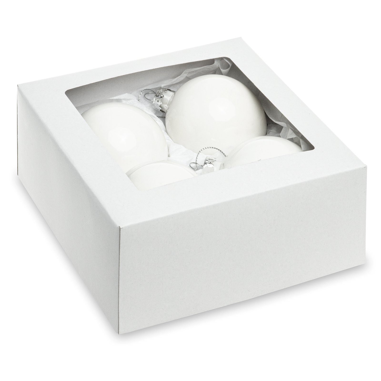 SIKORA Christbaumschmuck Essentials 4er-Set traditionelle Christbaumkugeln aus Glas - hochglanz - 6 Farben 3 Größen