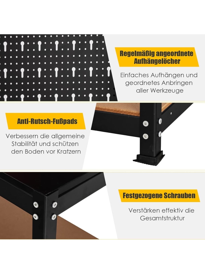 COSTWAY Werkbank 80,5 x 41 x 155 cm in Schwarz günstig kaufen onesize