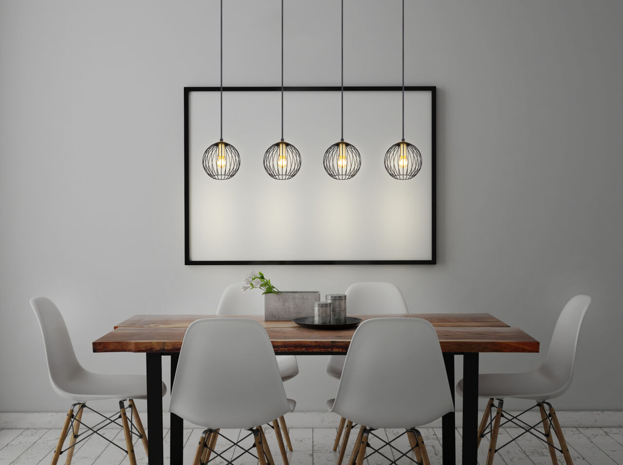 Globo Lighting - EUSEBIUS - Hängeleuchte Metall schwarz, 4x E14