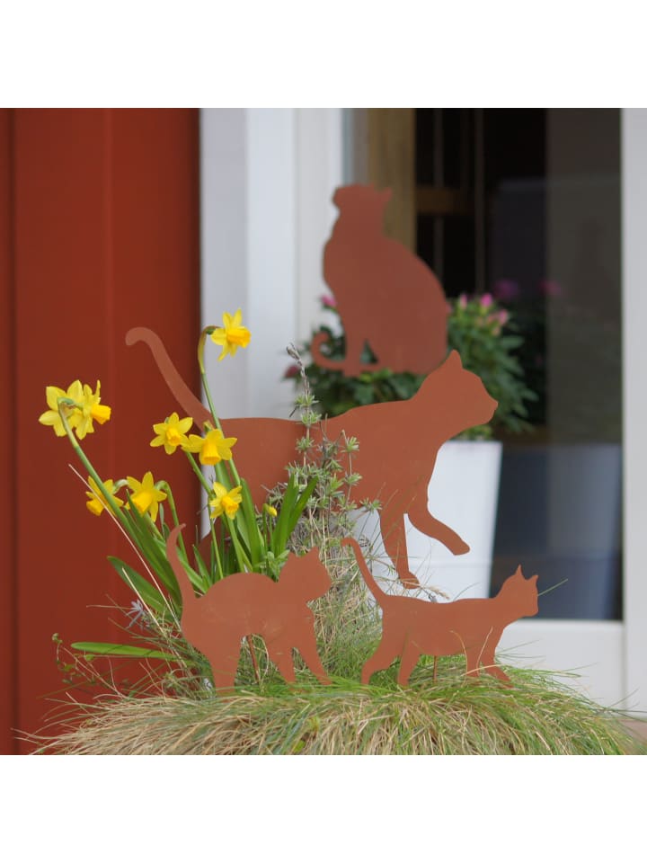 UNUS 4er Set Gartenstecker Rost Katzen in Braun günstig kaufen onesize
