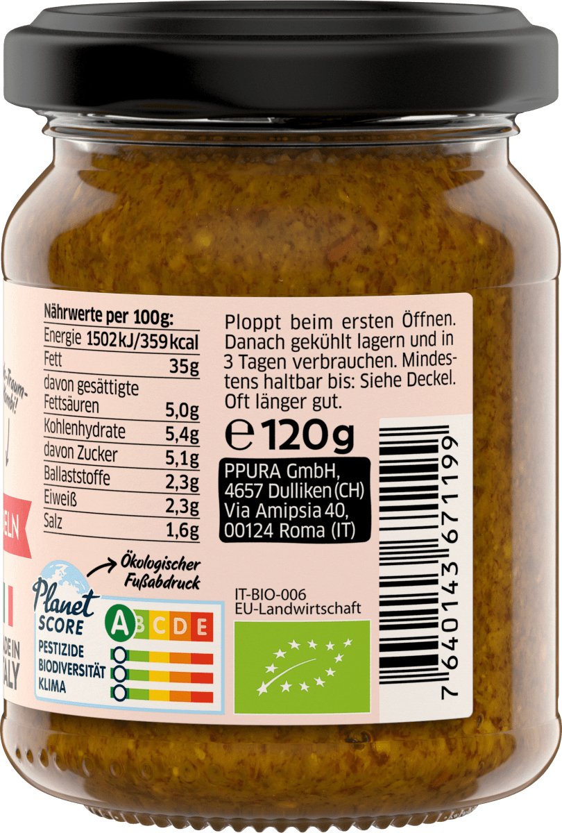 Pesto, Rucola, Tomate & Mandeln, 120 g