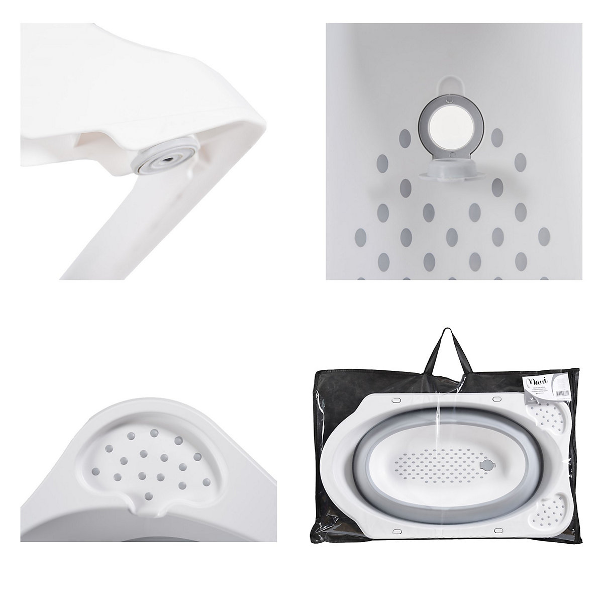 Babybadewanne Maui 84 cm lang Wasserablauf Ablagefächer Babybadewannen