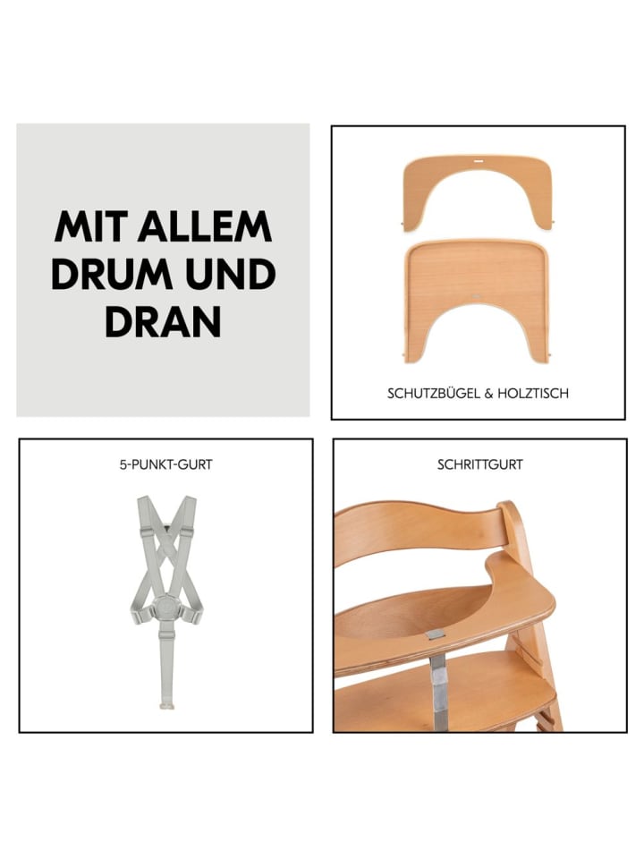 Hauck Hochstuhl Beta Plus inkl. Essbrett, Sitzkissen und in braun,beige günstig kaufen onesize