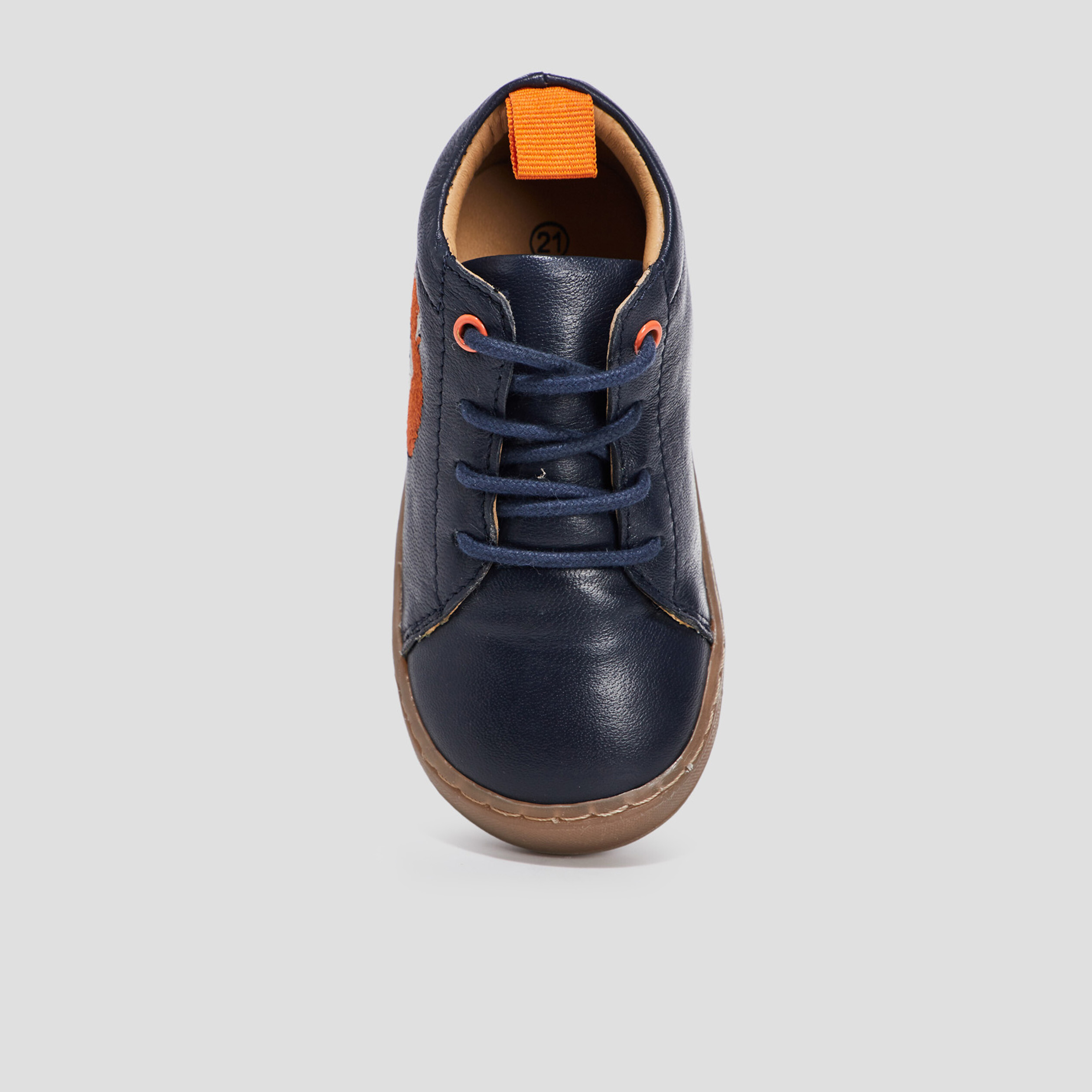 Bottillons à lacets en cuir bleu marine bébé garçon | La Halle