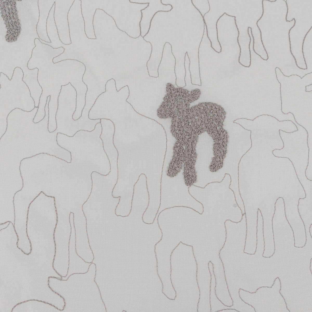 Meterware Rasch Textil Kinder Vorhangstoff Bambino Black Sheep Schäfchen 150cm, blickdicht, Kunstfaser, bestickt, pflegeleicht