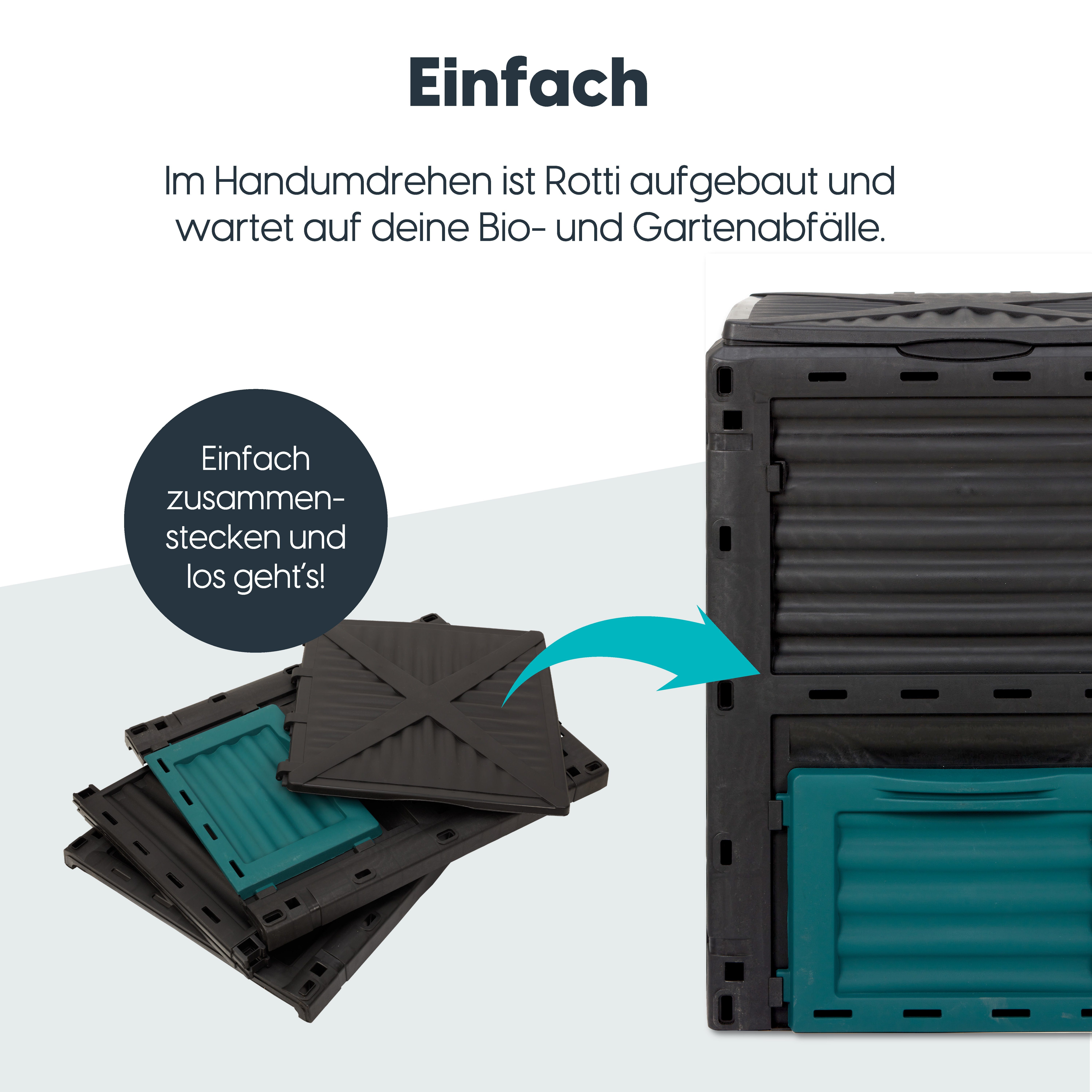 wuuhoo Thermokomposter aus Kunststoff zusammenklappbar 300 Liter, 300 l