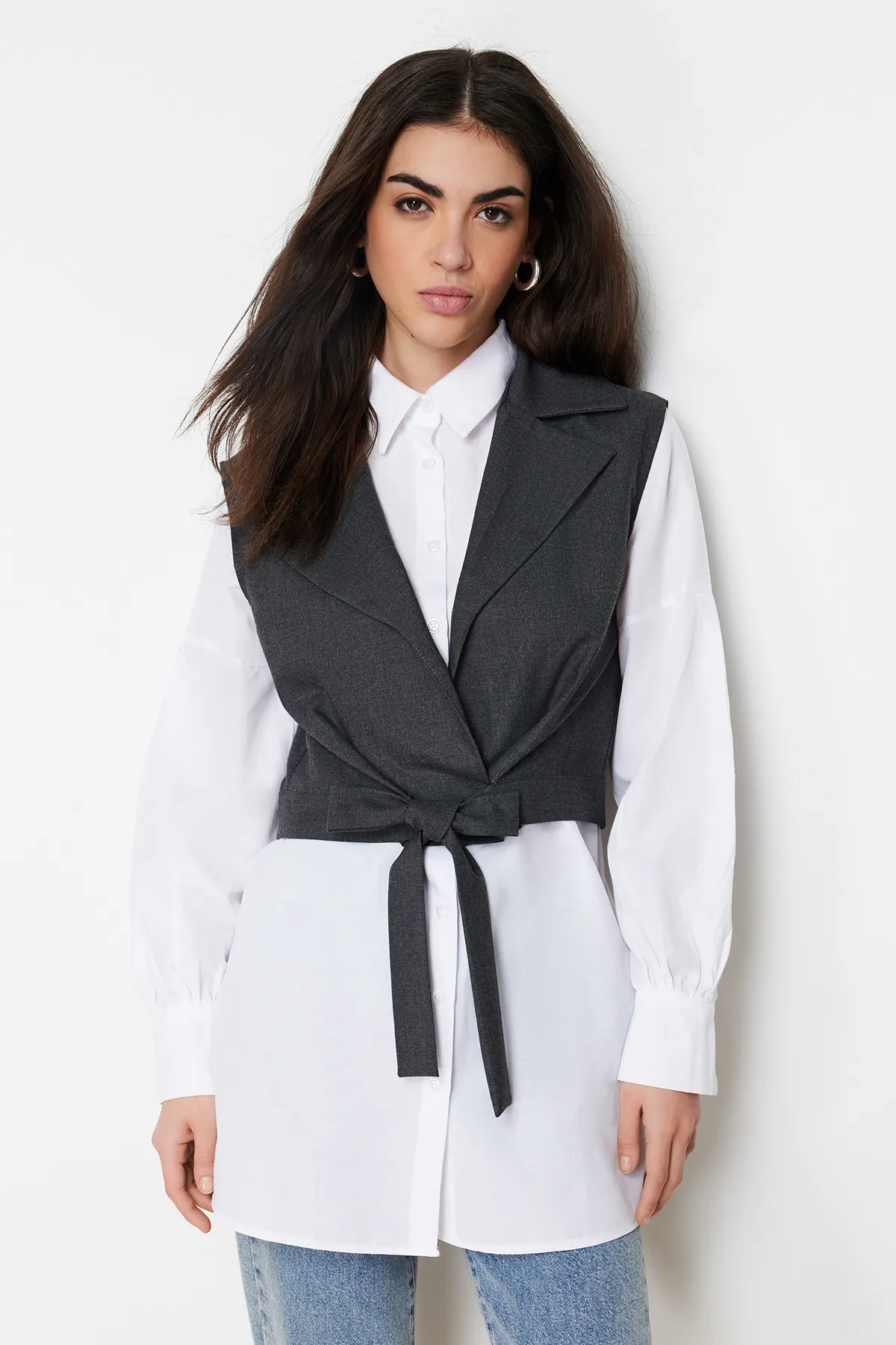 Trendyol Modest  Weißer Hemdanzug aus gewebter Baumwolle TCTSS24TG00013