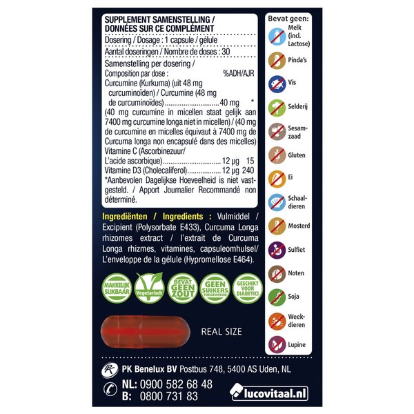 Lucovitaal Super Capsule di Curcuma, 30 pezzi