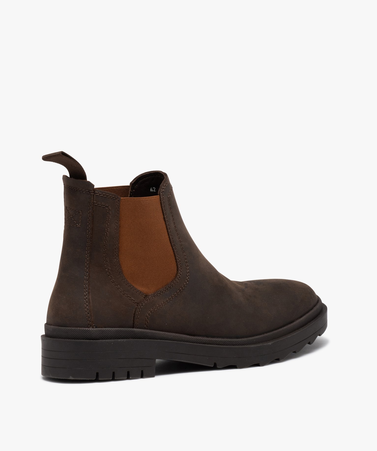 Boots homme style Chelsea dessus en cuir suédé uni marron | GEMO