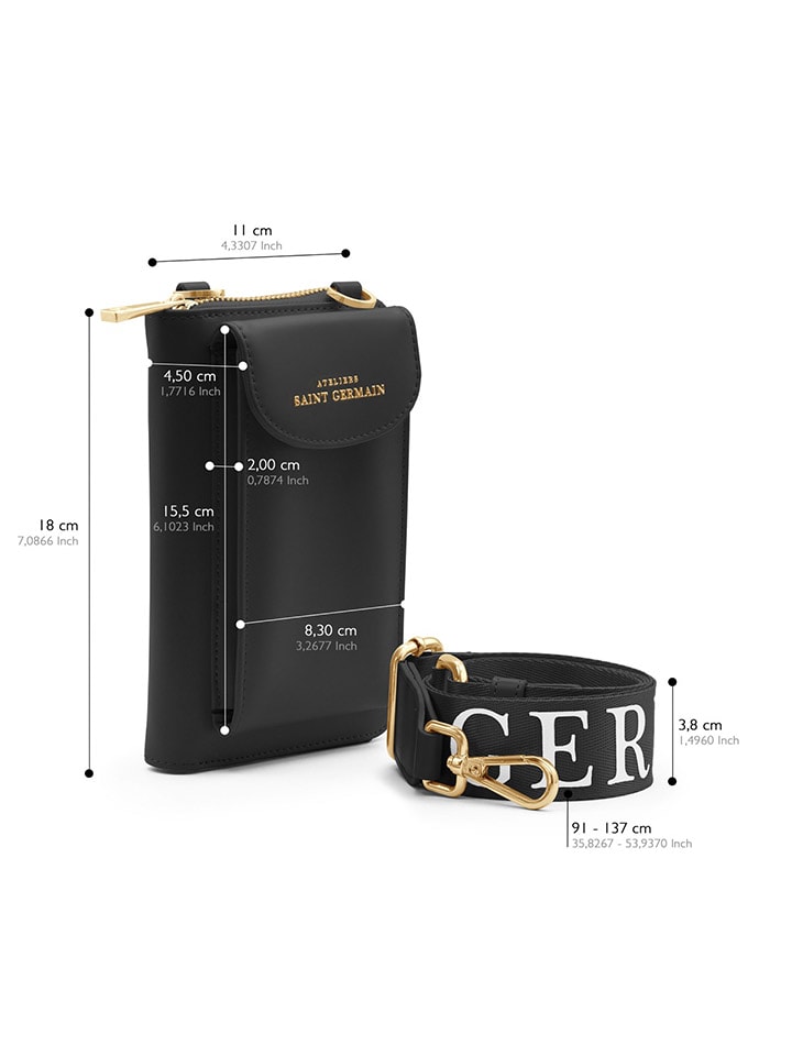 ATELIERS SAINT GERMAIN Leder-Handytasche in Schwarz - (B)15 x (H)8 x (T)2 cm günstig kaufen onesize