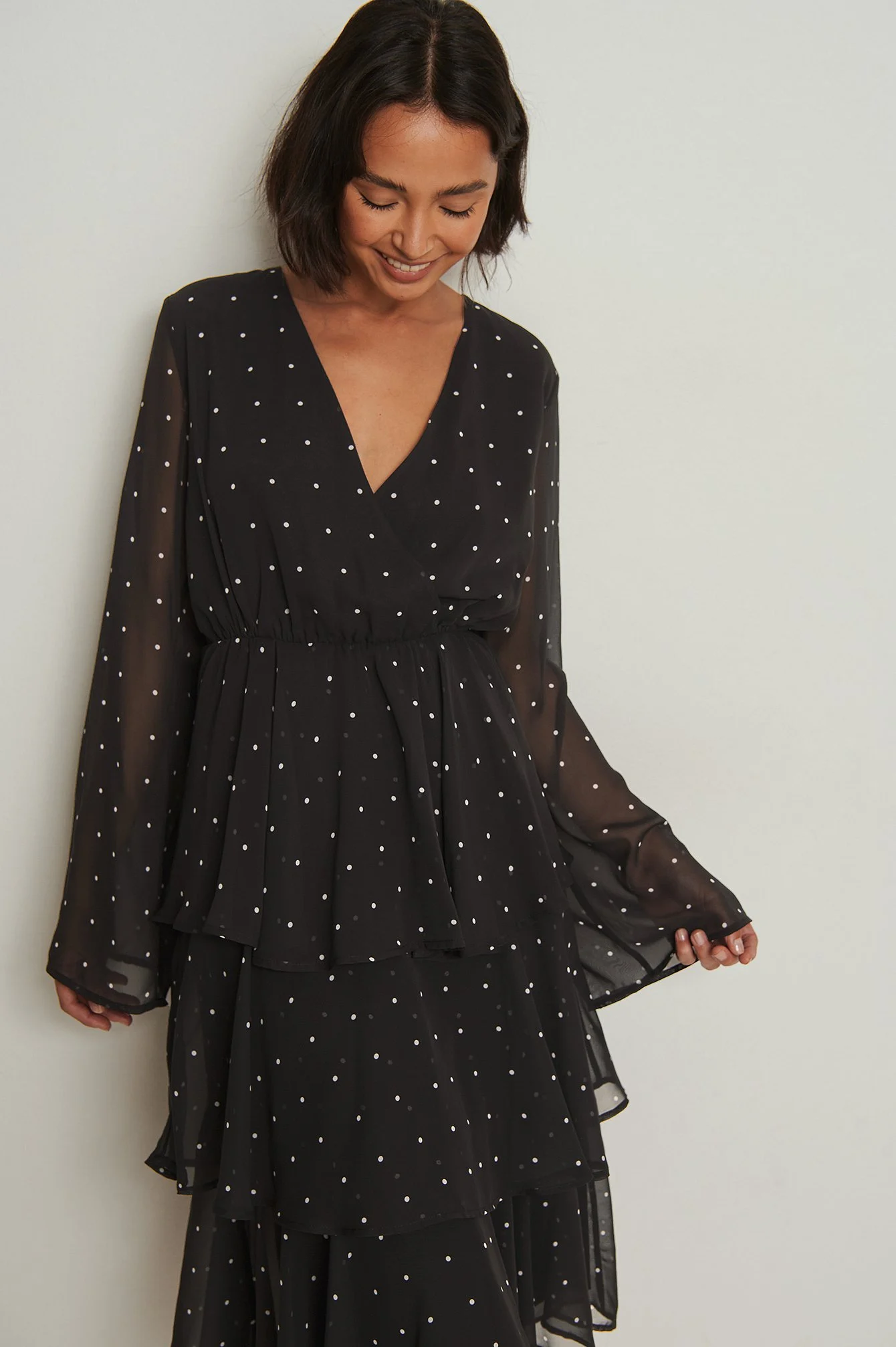 Layer-Midikleid mit Rüschen