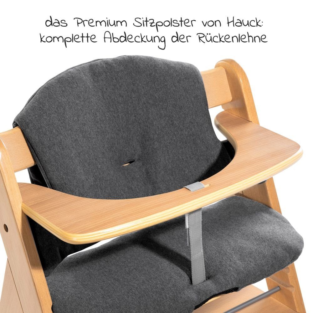 Hauck Hochstuhl Alpha Plus Natur (Set), Mitwachsender Holz Kinderhochstuhl mit Sitzauflage höhenverstellbar