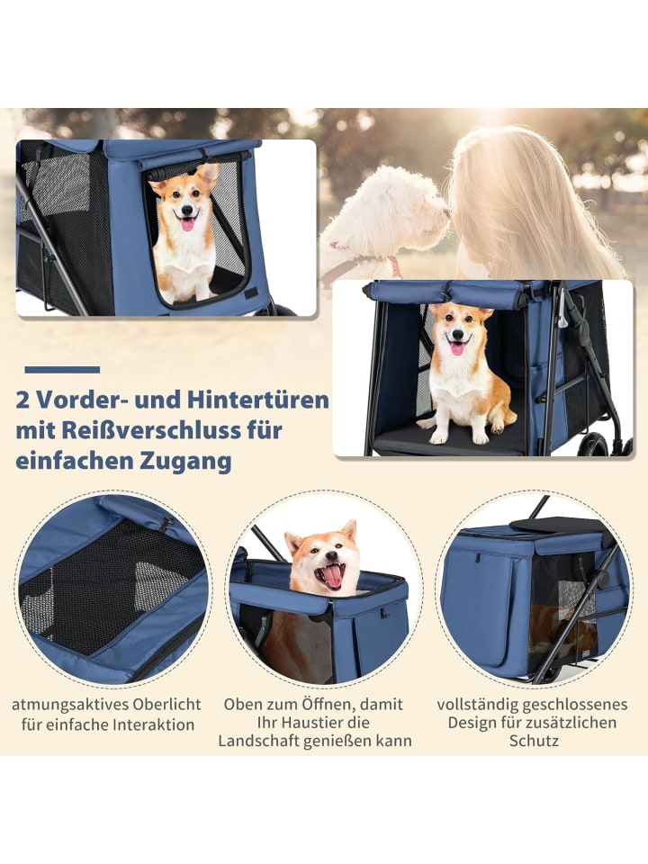 COSTWAY Hundebuggy klappbar in Blau günstig kaufen onesize