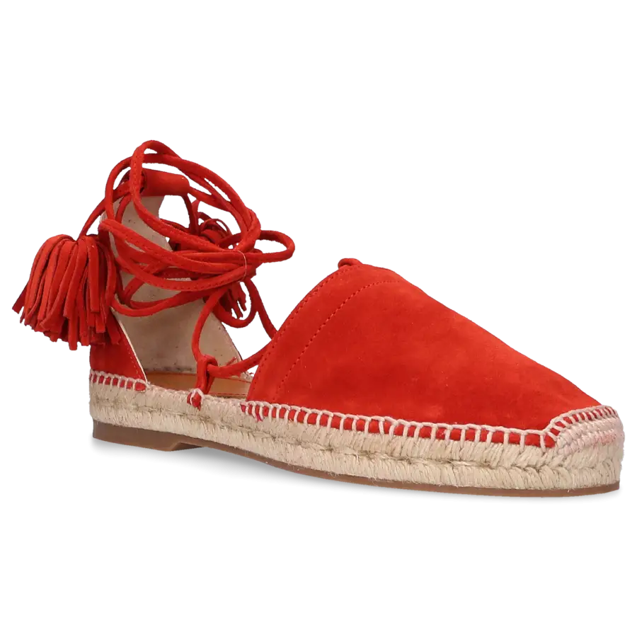 Dsquared2 - Espadrilles Sandalen FLAT Veloursleder rot Römerschnürung - orange