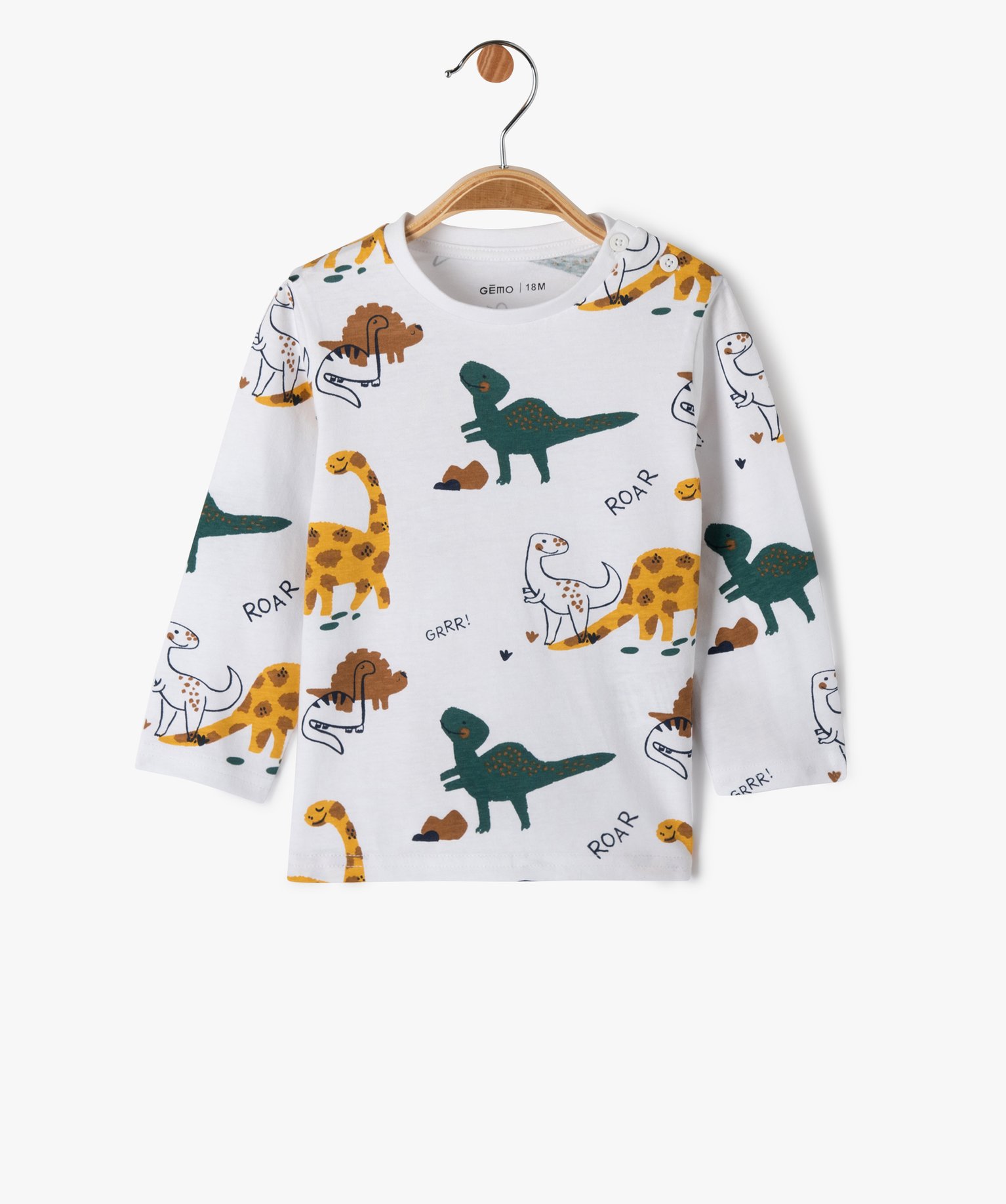 Tee-shirt imprimé à manches longues en coton bébé Garçon blanc | GEMO