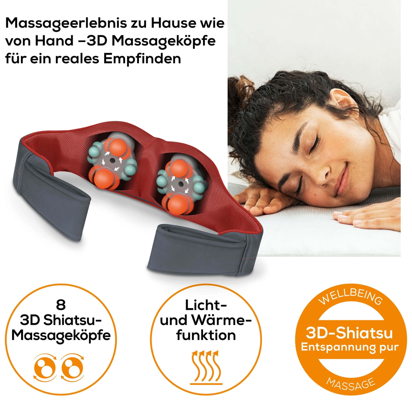 Beurer 3D Shiatsu-Massagegerät MG 151-Vielseitig einsetzbares Massagerät mit 3D Massageköpfen für ein reales Massageerlebnis