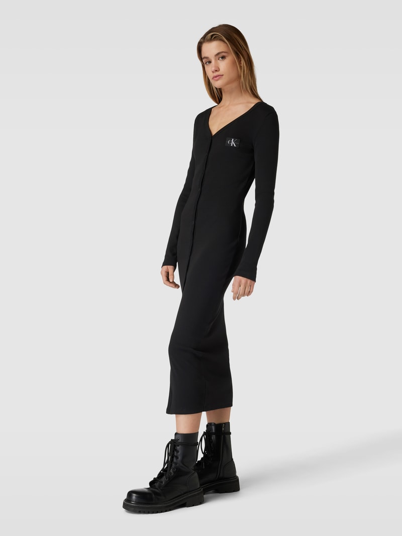 Maxikleid mit Feinripp in black