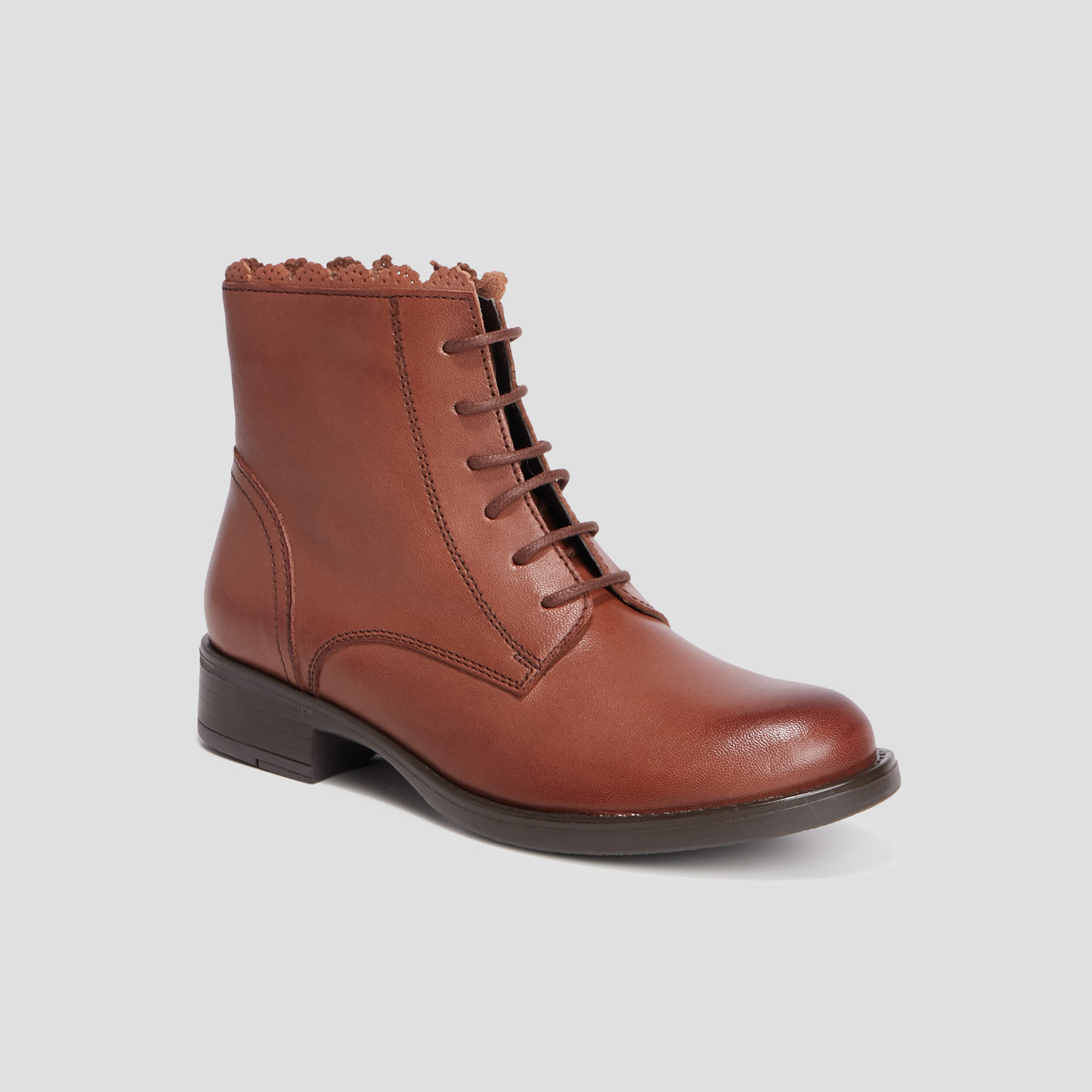 Bottines en cuir à lacets camel fille | La Halle