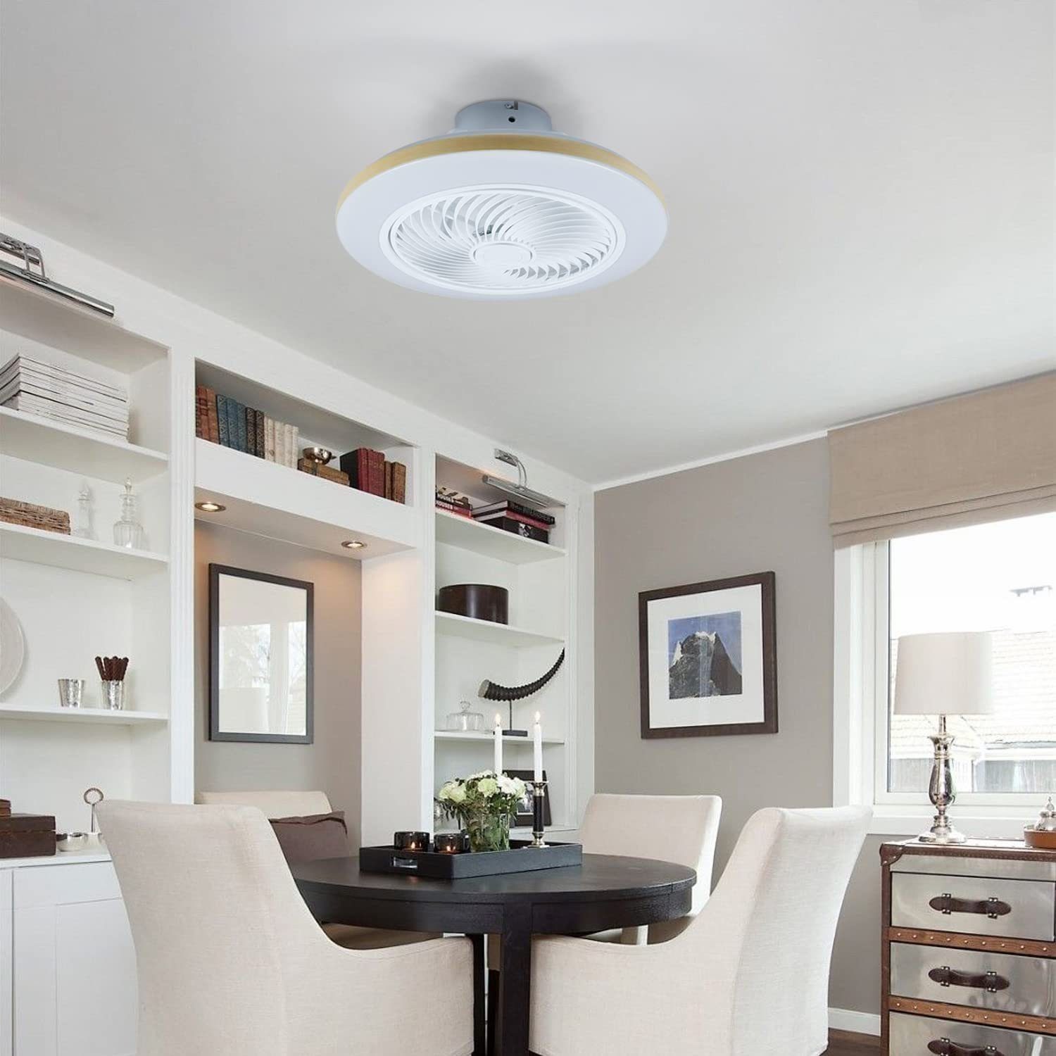 Nettlife Deckenventilator 61W Beleuchtung Fan Leise Dimmbar, Timer,Drehbar