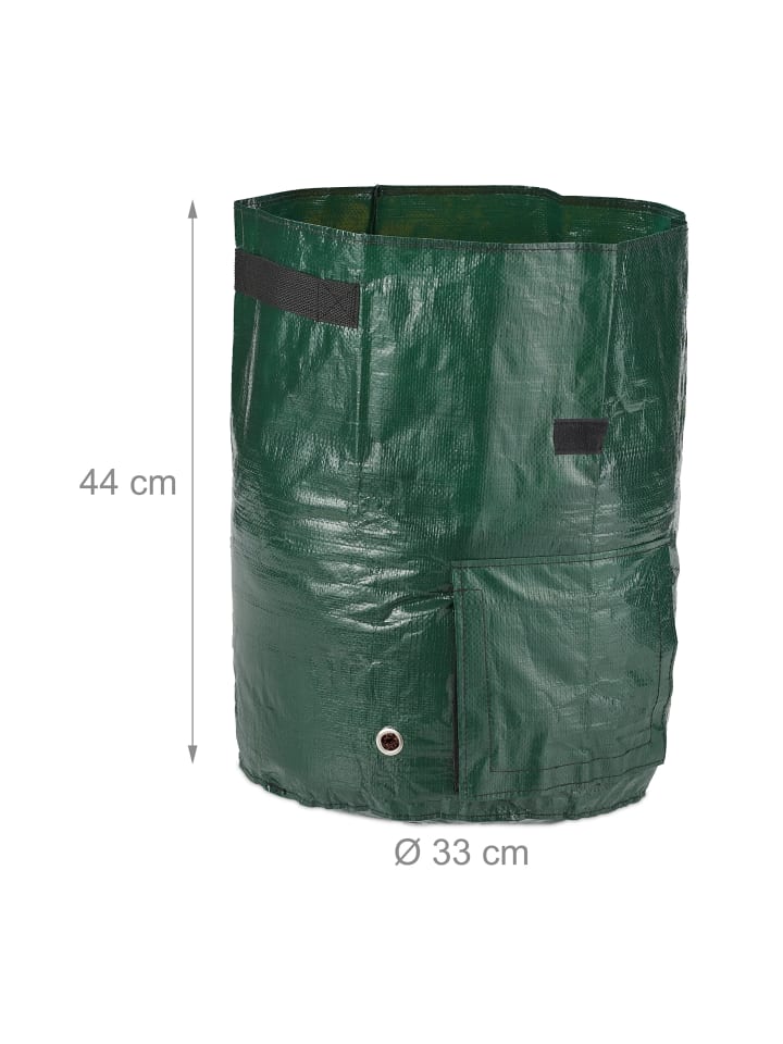 relaxdays 3x Kartoffel-Pflanzsack in Dunkelgrün günstig kaufen onesize