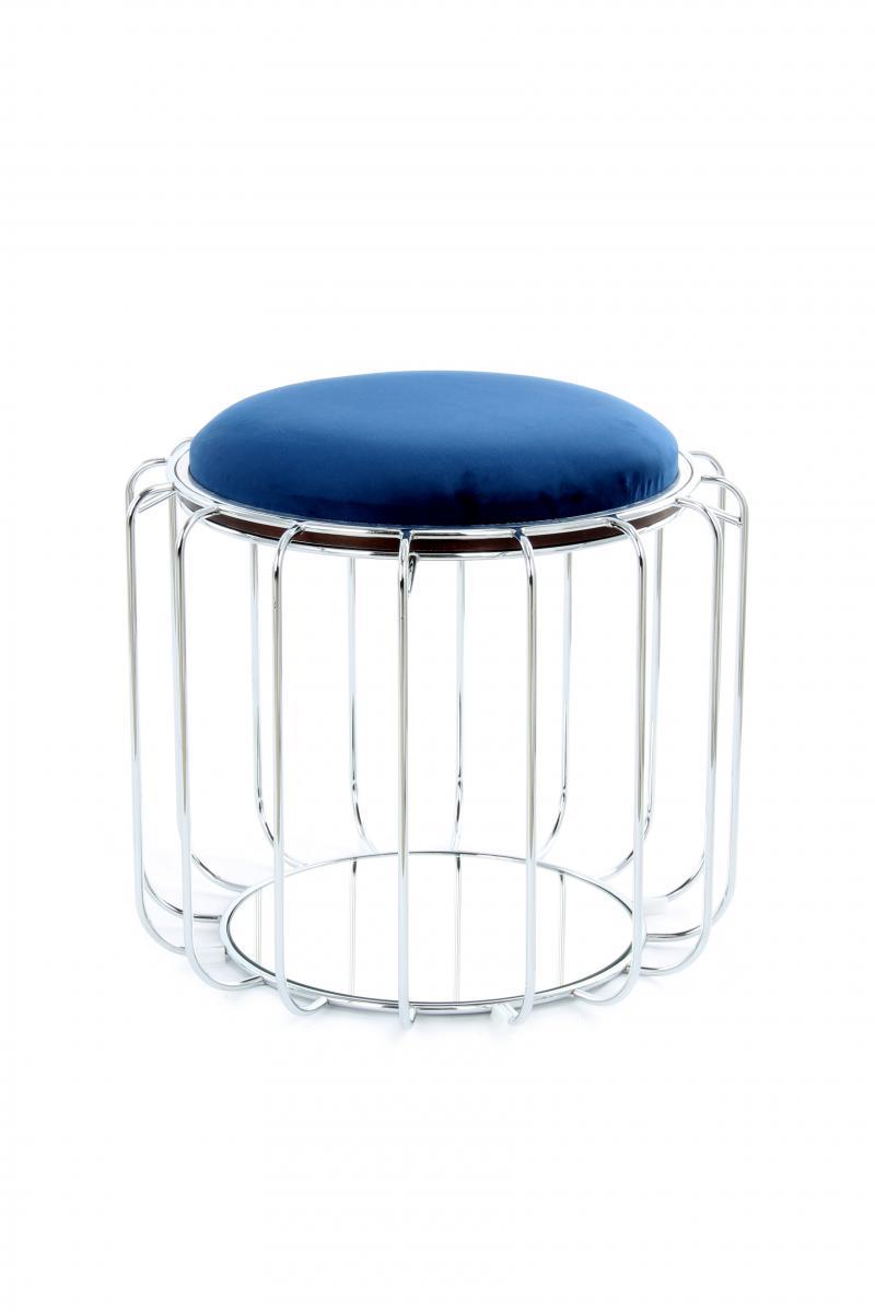 Kayoom Beistelltisch / Pouf Comfortable 110 Dunkelblau / Silber