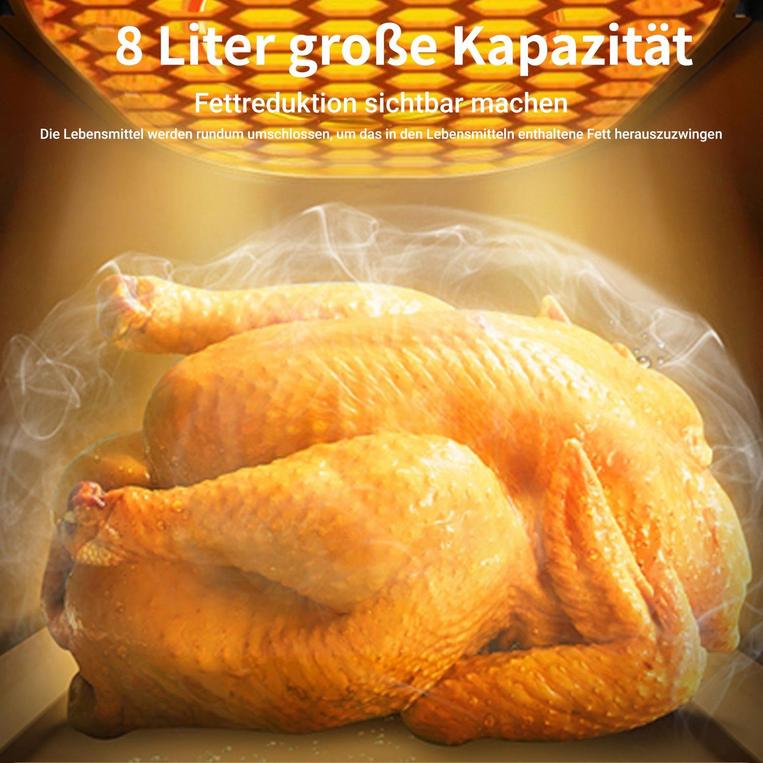 Yaviel Heißluftfritteuse 8L/9.7L Heizluft Fritteuse XXL Air Fryer Ohne Öl LED Touchscreen, 1600,00 W, Airfryer Einstellbare Zeit/Temperaturregelung 12 Programmen für Braten