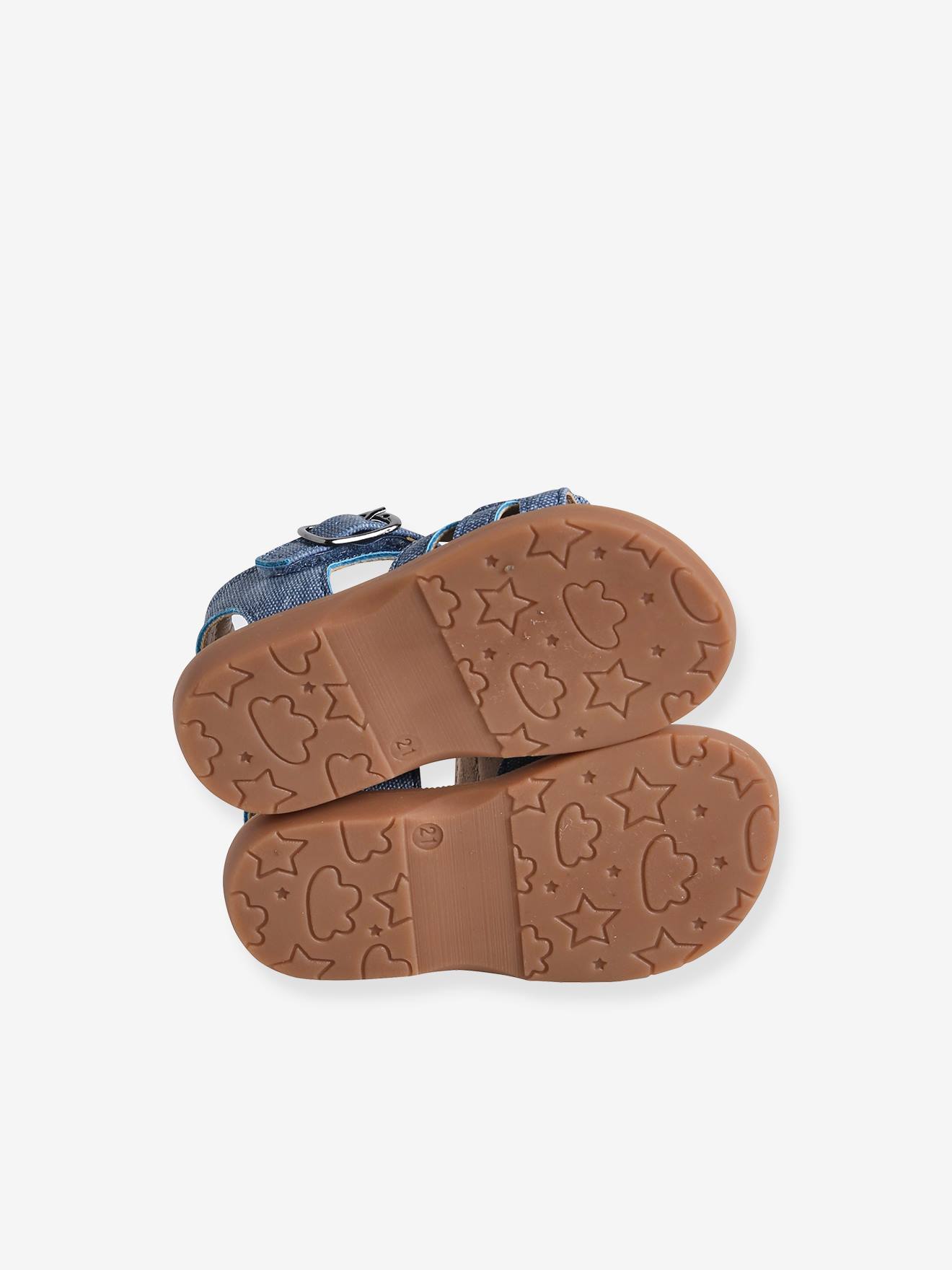 Vertbaudet Baby Klett-Sandalen, Denim-Optik - jeansblau
