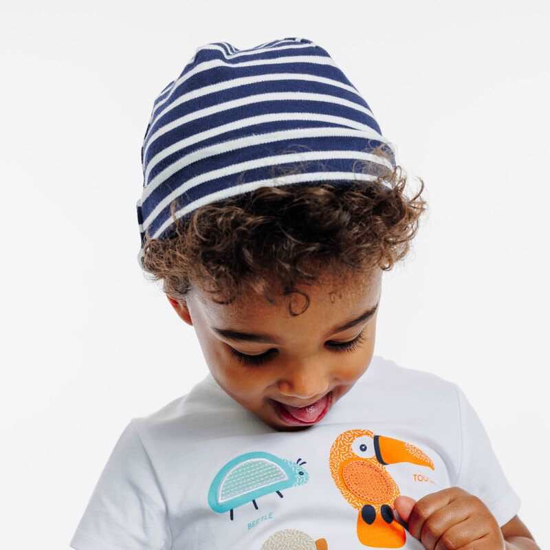 Bonnet uni en jersey bleu garçon
