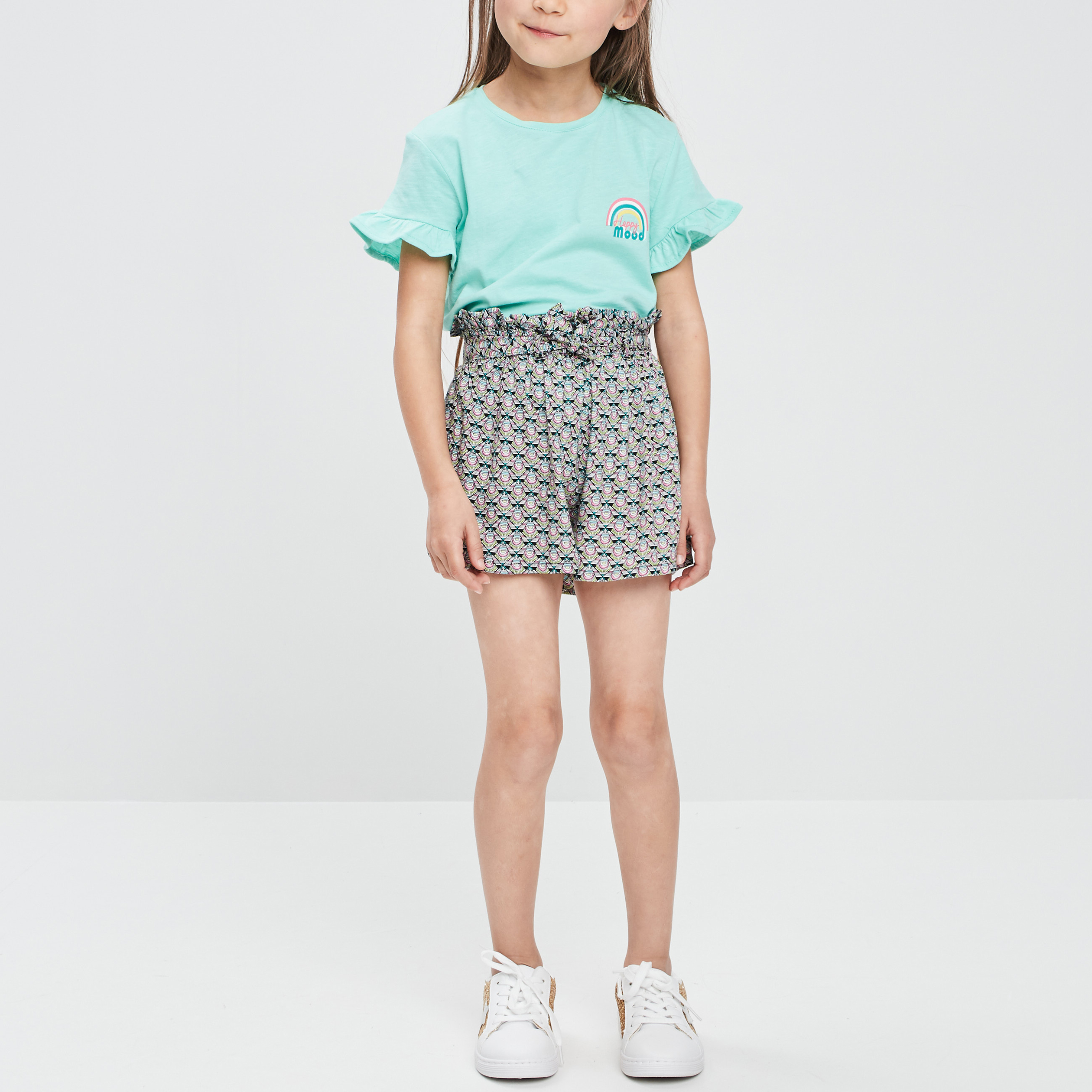 Short droit fluide ceinturé ecru fille | La Halle