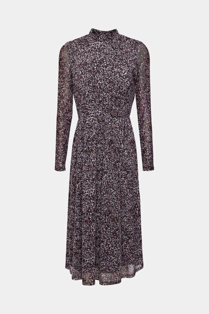 Gemustertes Mesh-Kleid mit Mock-Neck