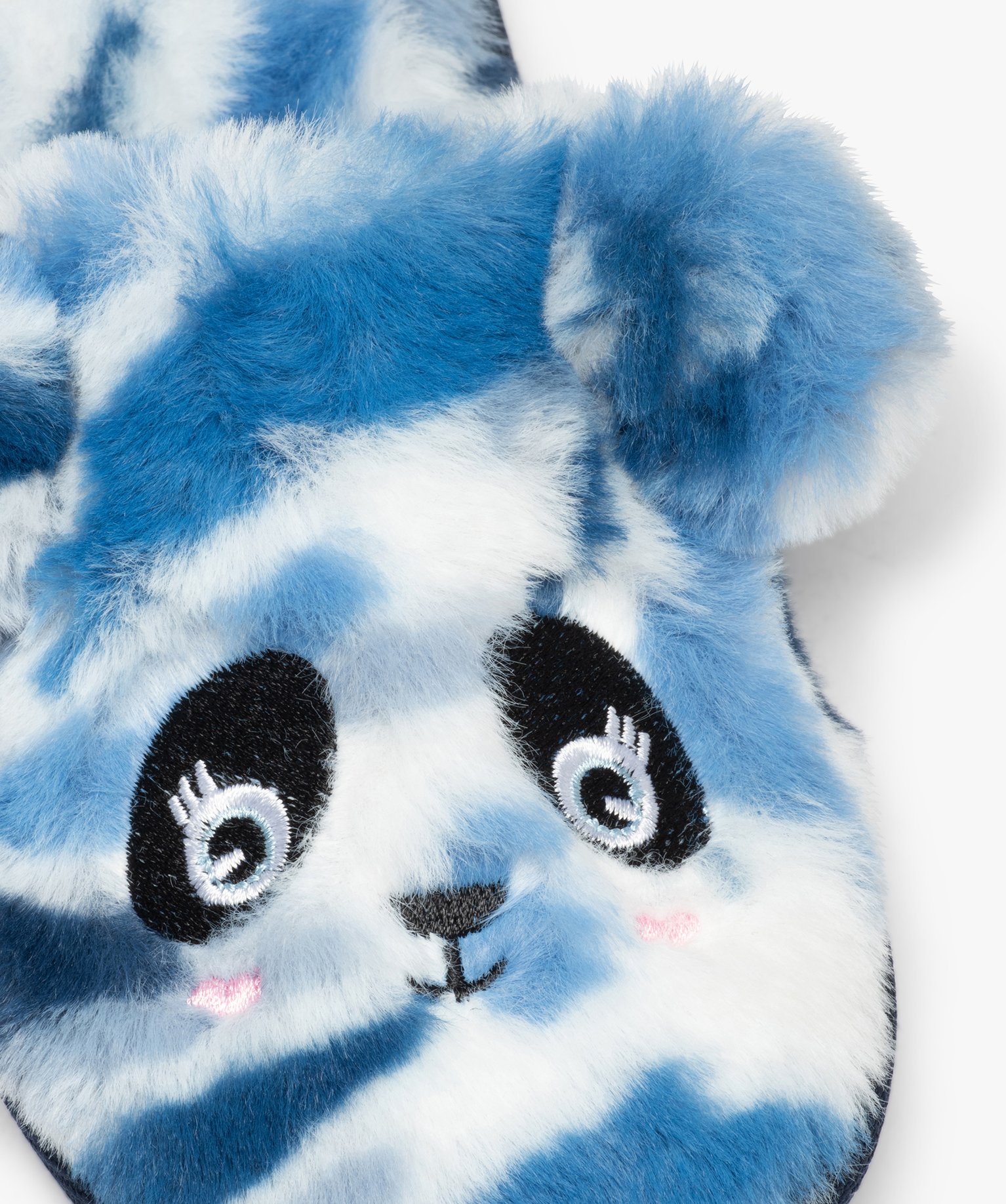 Chaussons fille mules plates en volume panda bleu | GEMO