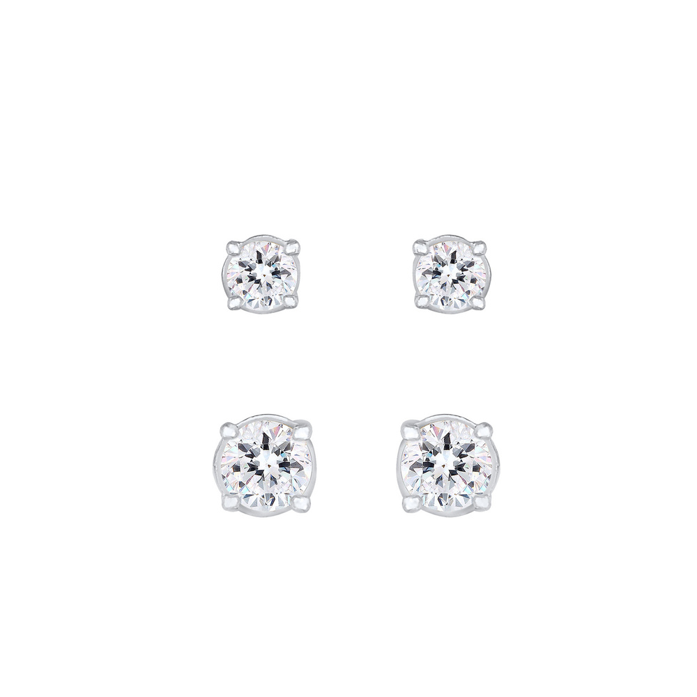 Elli Elli Boucles d'Oreilles Dames clous d'oreilles set de 2 avec cristaux en argent s Boucles d'oreilles