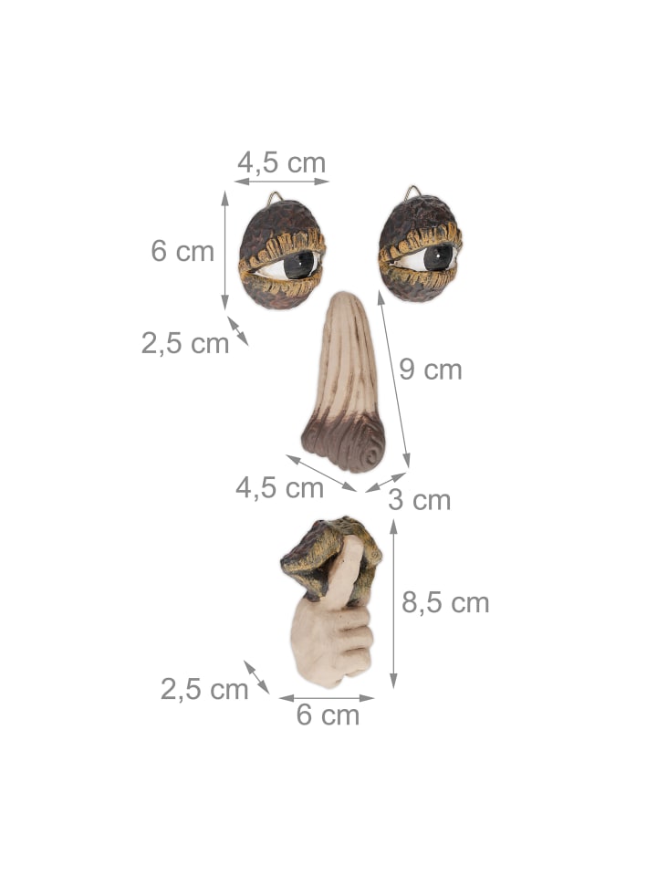 relaxdays 4-tlg. Baumgesicht in Beige/ Braun günstig kaufen onesize