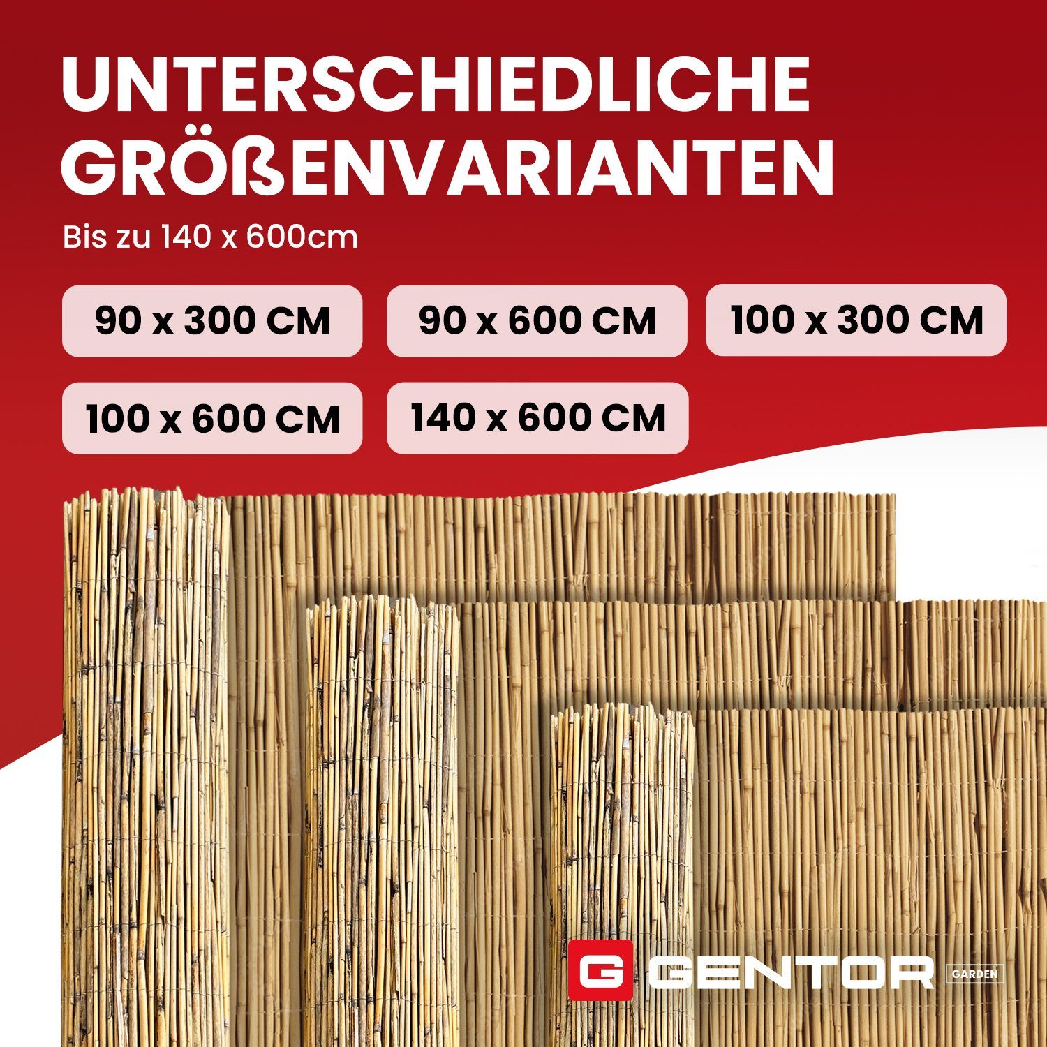GENTOR Sichtschutzzaunmatten Schilfmatte Schilfrohrmatte Sichtschutzmatte Windschutz Sichtschutz, (Packung), Langlebig
