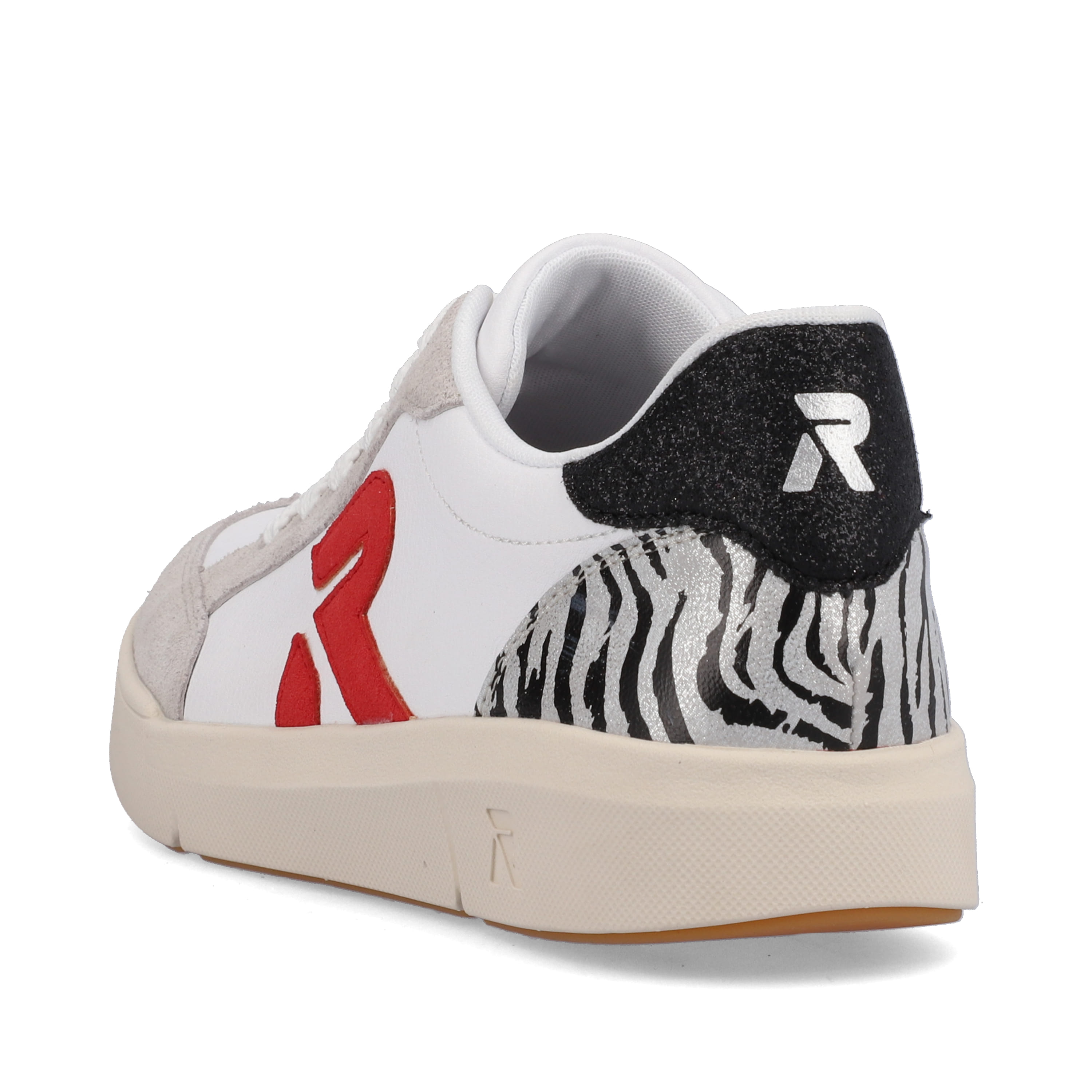 Rieker Damen Sneaker Low swan-white arctic-grey zebra