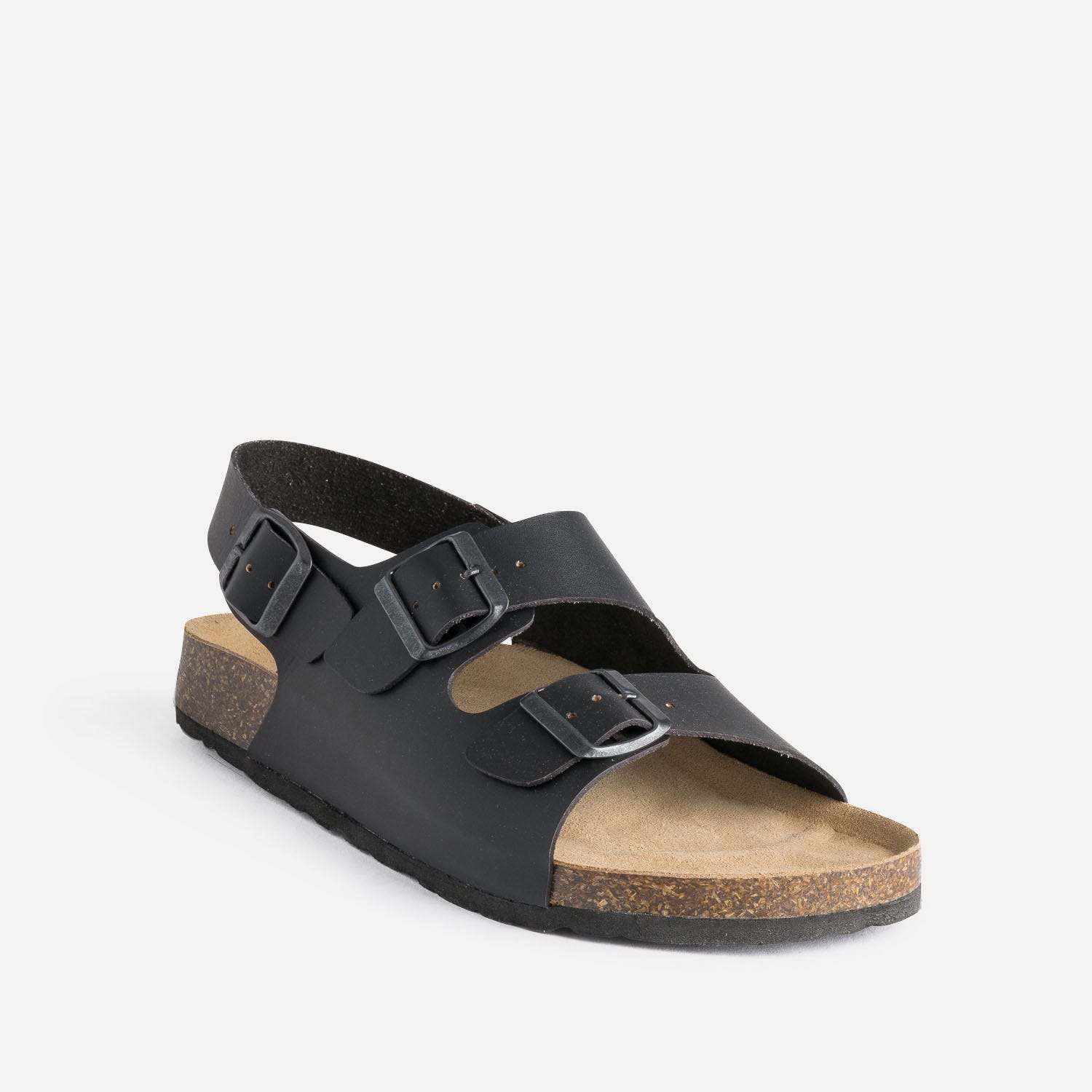 Sandale anatomique noire en cuir