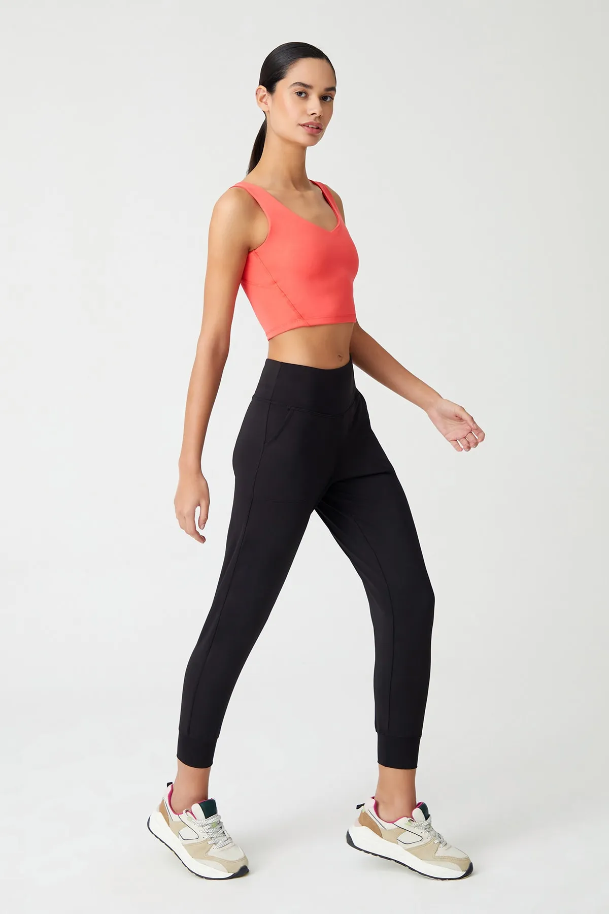 LOS OJOS  Schwarze Jogginghose mit hoher Taille für Damen