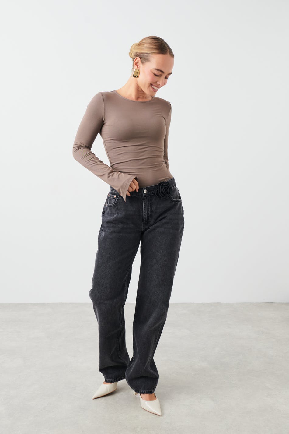 Soft touch crew neck top