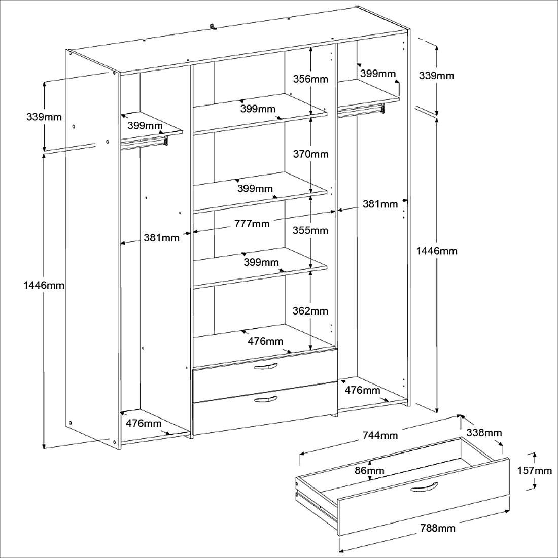 Parisot Kleiderschrank, 4-trg., Daily 1