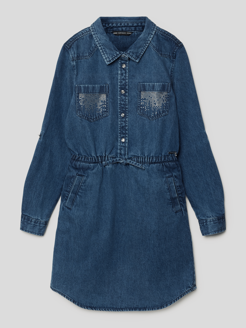 Jeanskleid mit Ziersteinbesatz in blau