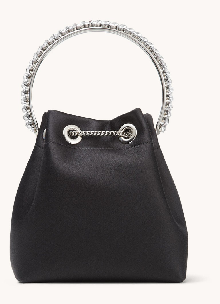 Jimmy Choo Bon Bon satīna rokassoma ar rhinestones elementiem