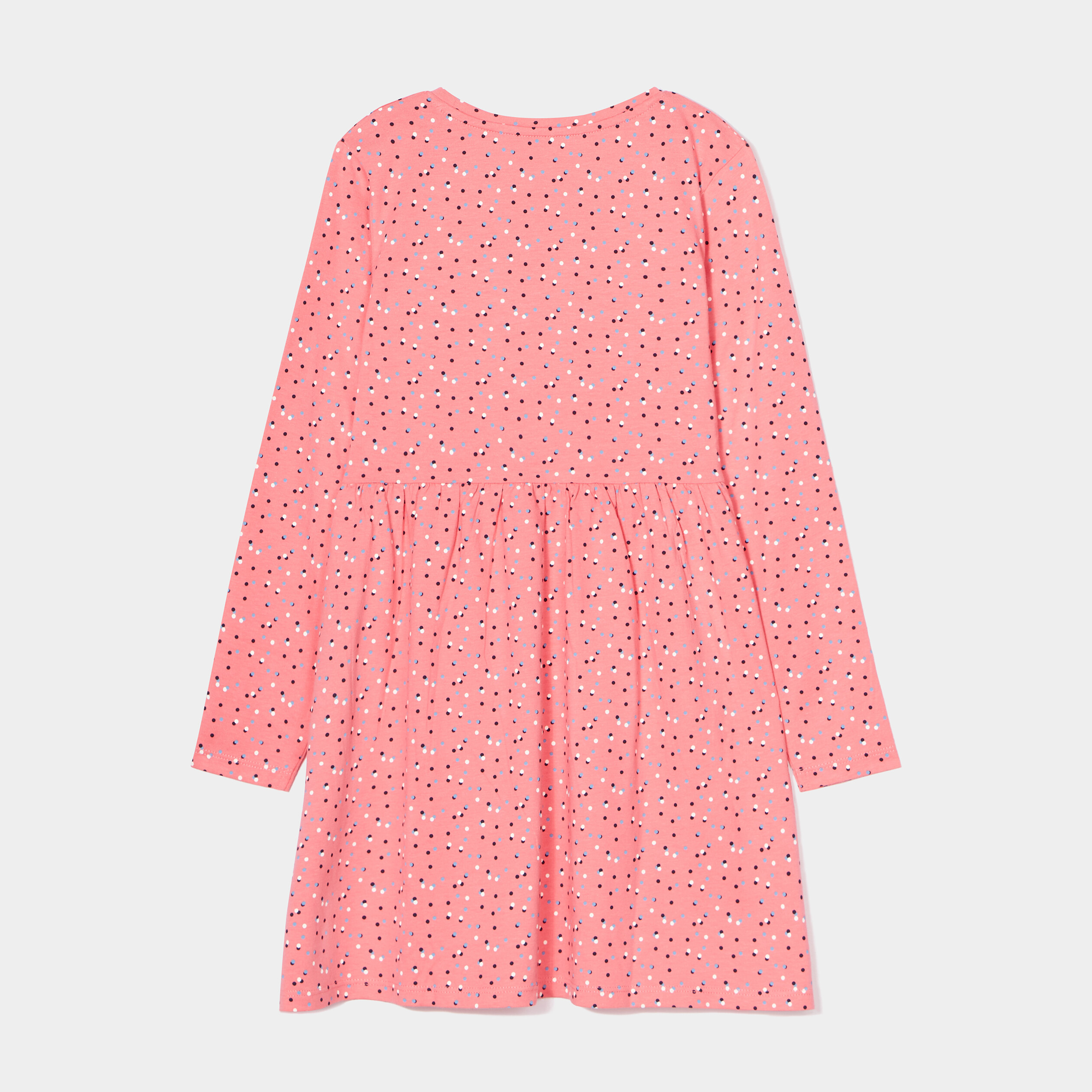 Robe trapèze manches longues coton rose fille | La Halle