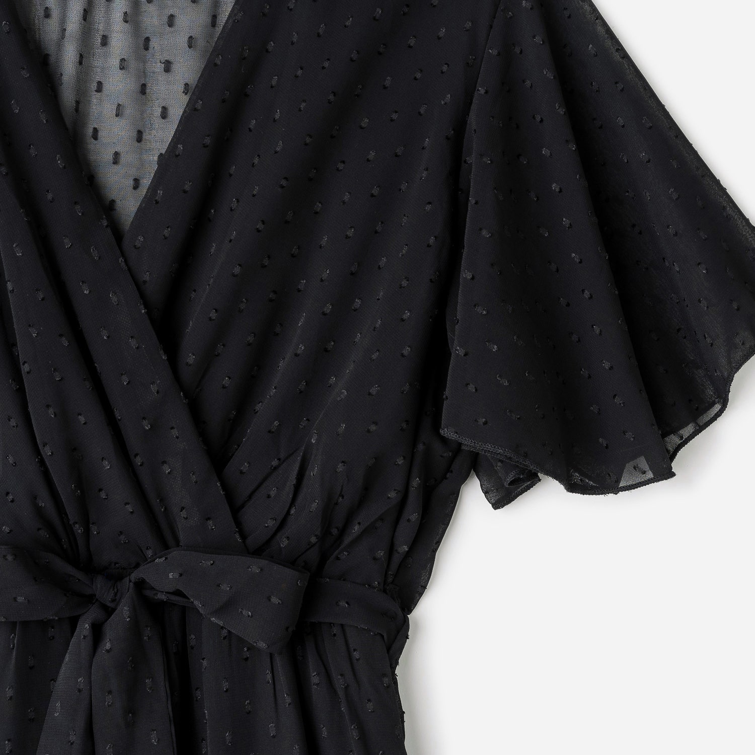 Robe longue TEXTO noire jacquard effet pois