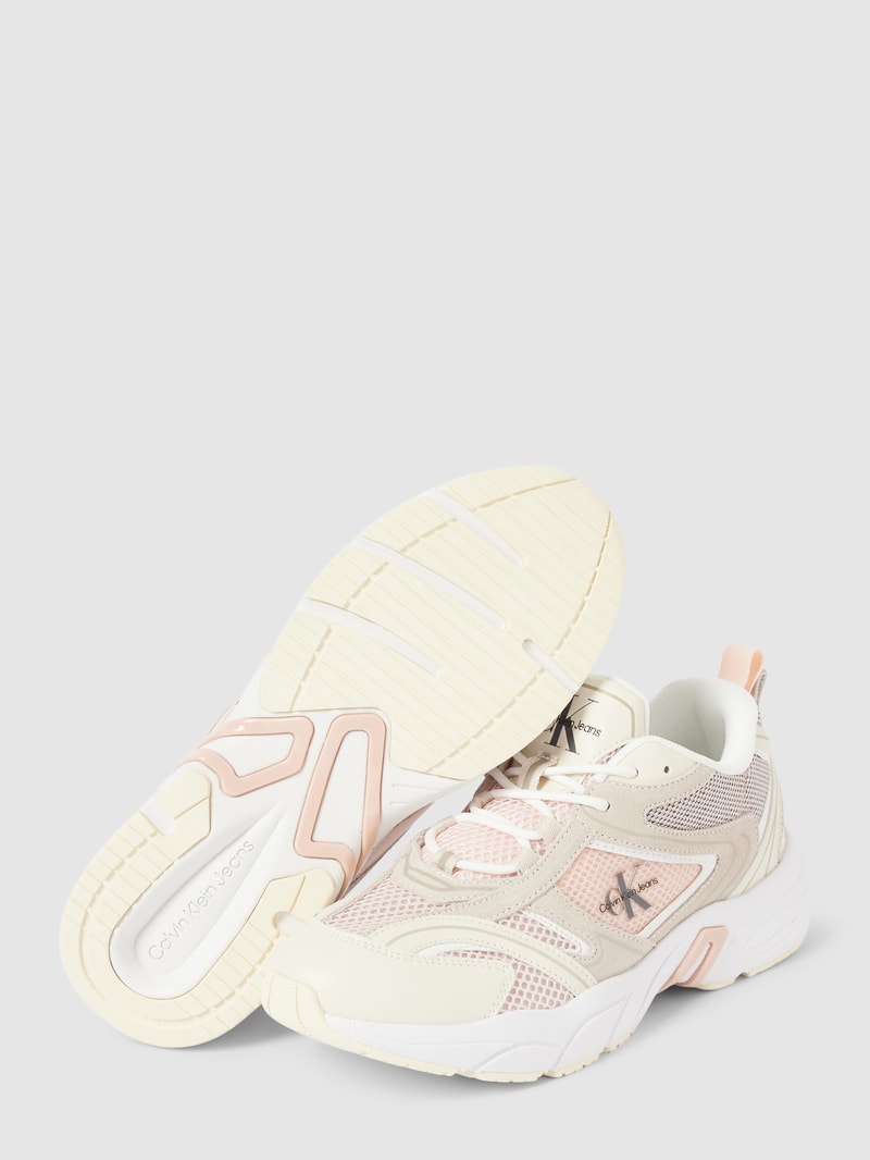 Chunky Sneaker mit Label-Details Modell 'RETRO TENNIS' in hellrosa