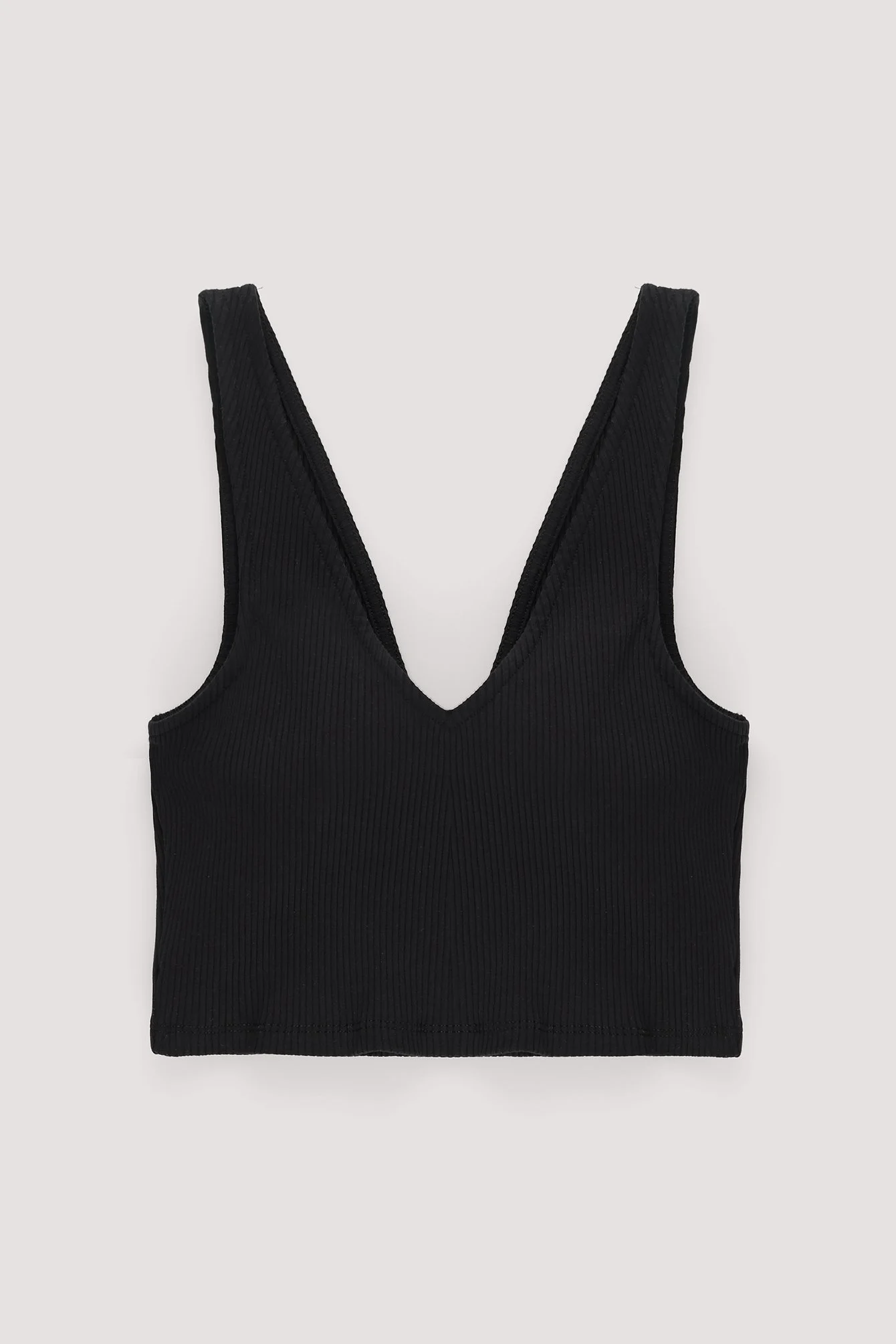 Geripptes Bio-Crop-Top mit V-Ausschnitt