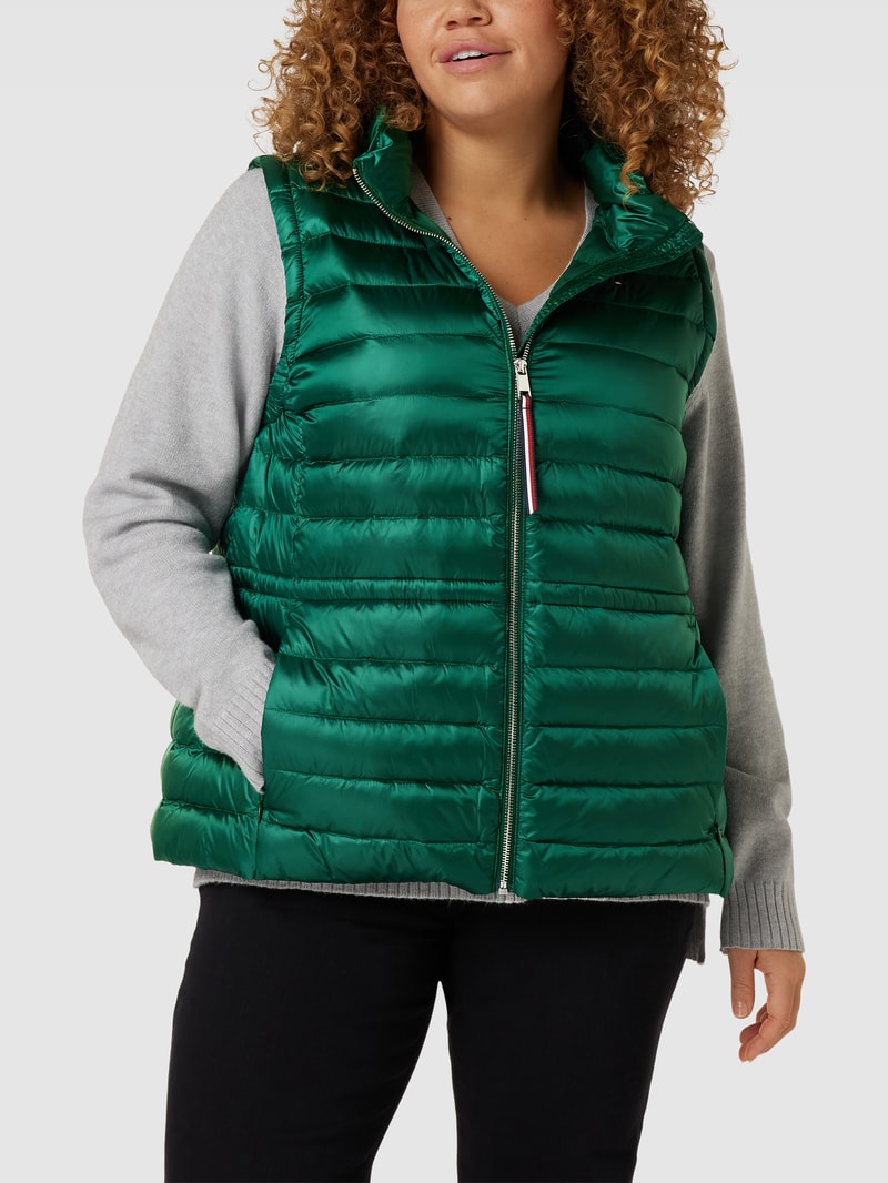 PLUS SIZE Daunenweste mit Label-Stitching Modell 'FEMININE' in dunkelgrün